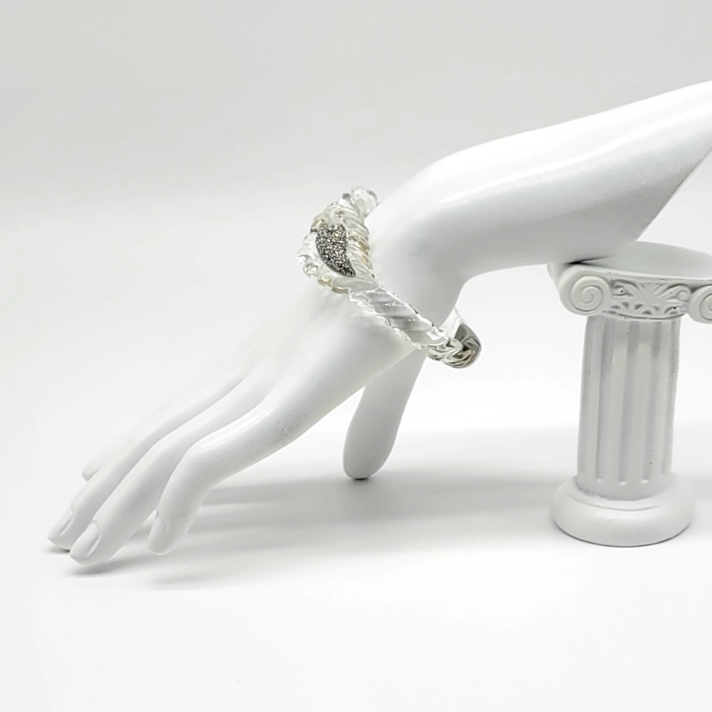 Alexis Bittar Diamond Swarovski Crystal Winter Paisley Lucite Rope Bracelet - Picture 7 of 17